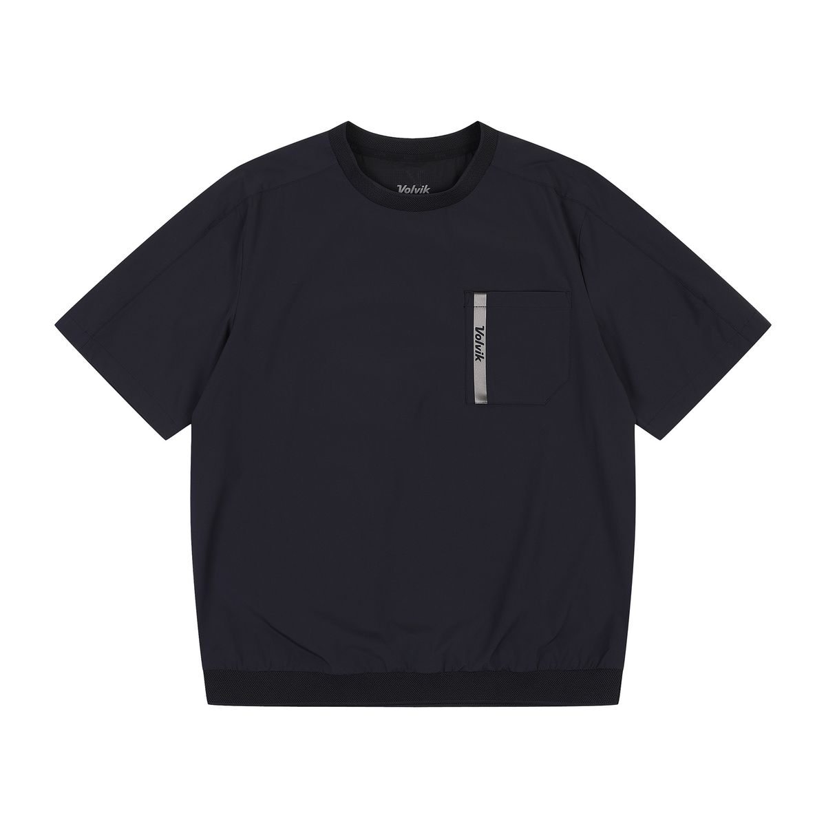 볼빅 골프웨어(VOLVIK GOLFWEAR) 남성 골프 매직홀 라운드 반팔 아노락 VMWBP303_BK
