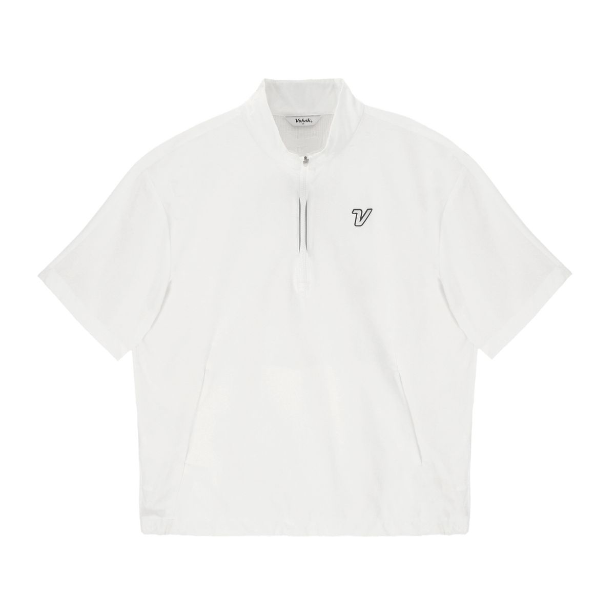 볼빅 골프웨어(VOLVIK GOLFWEAR) 남성 골프 니트 하이브리드 반팔 아노락 VMWBP331_WH