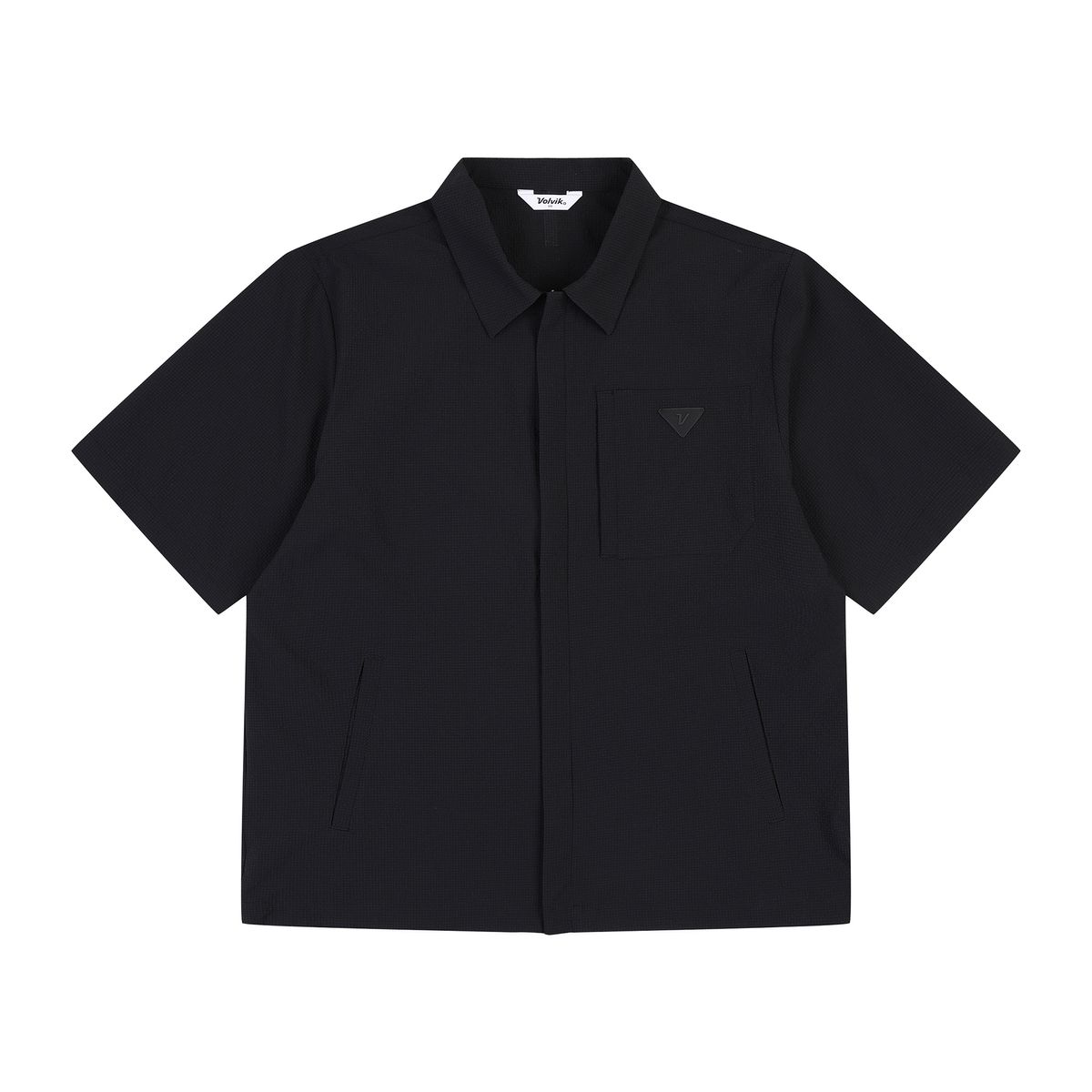 볼빅 골프웨어(VOLVIK GOLFWEAR) 남성 골프 서커 반팔 셔츠 점퍼 VMWBP451_BK