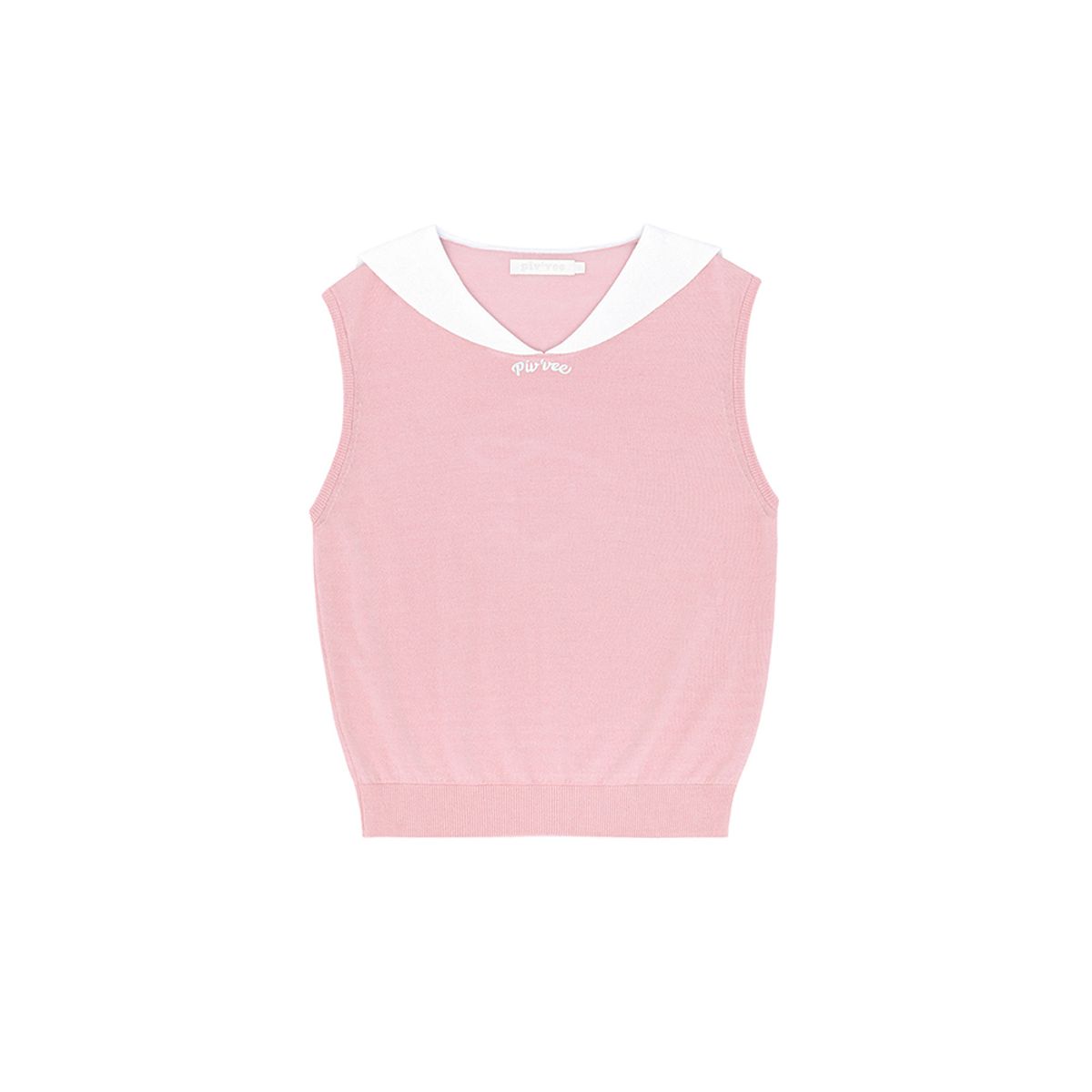 피브비(PIV’VEE) Giant smiley sailor sleeveless knit top (peony pink)