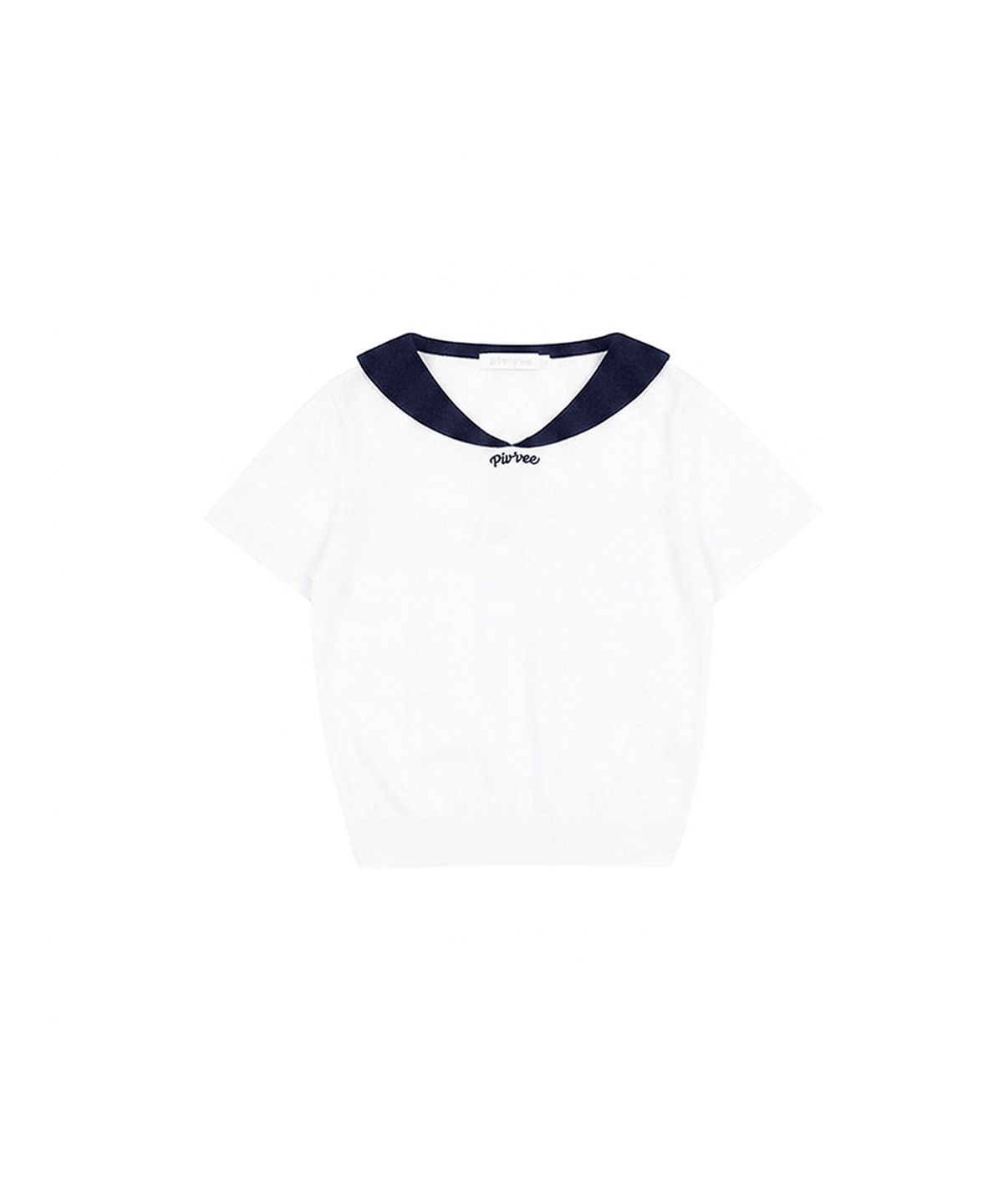 피브비(PIV’VEE) Giant smiley sailor short sleeve knit top (cloud white)