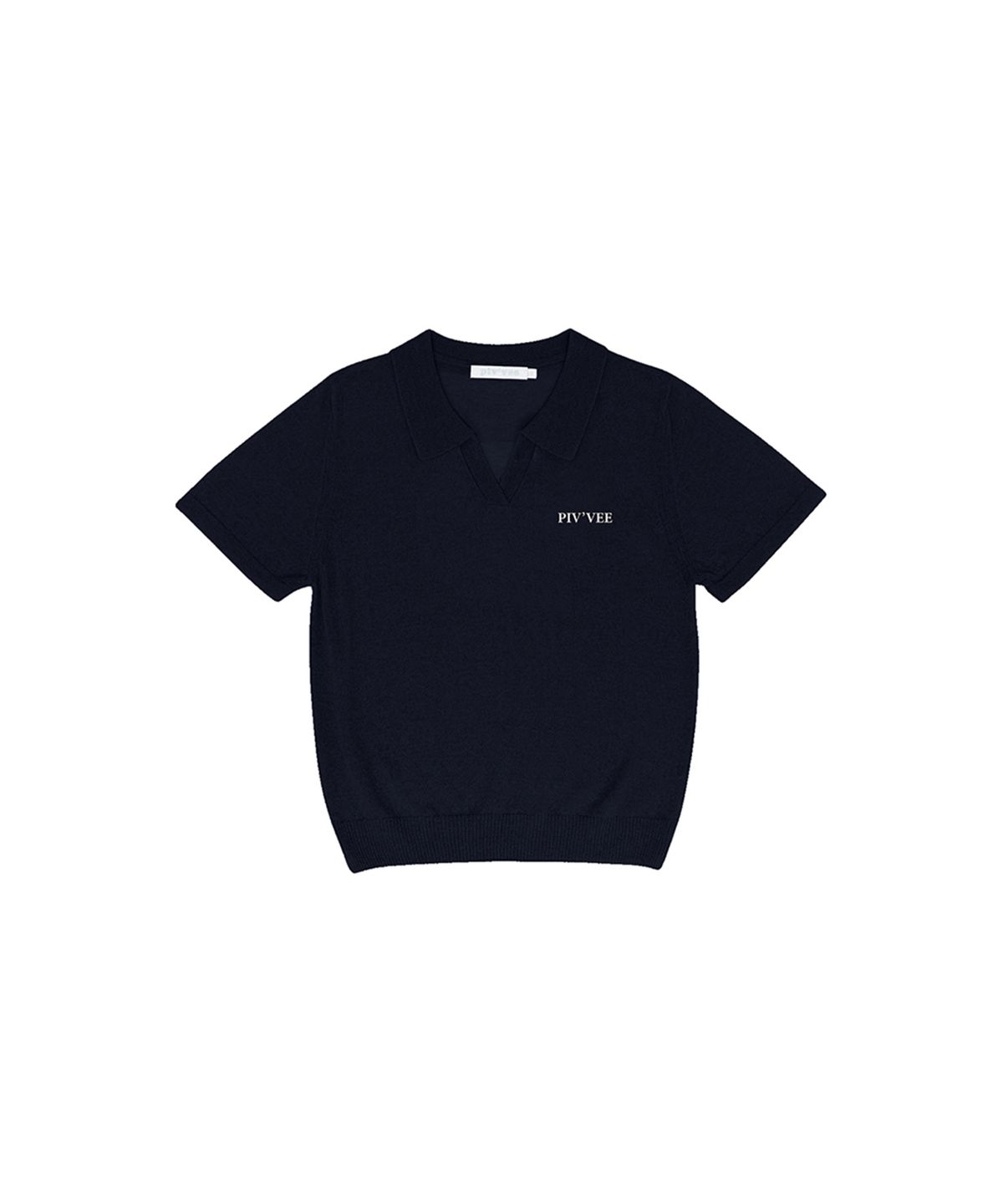 피브비(PIV’VEE) Giant smiley short sleeve knit top (ocean navy)