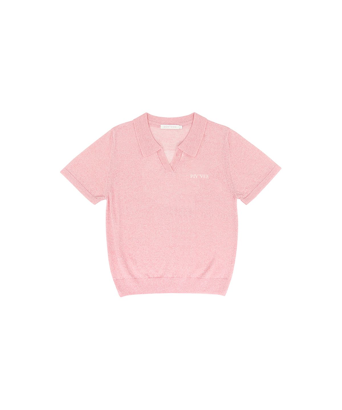피브비(PIV’VEE) Giant smiley short sleeve knit top (peony pink)
