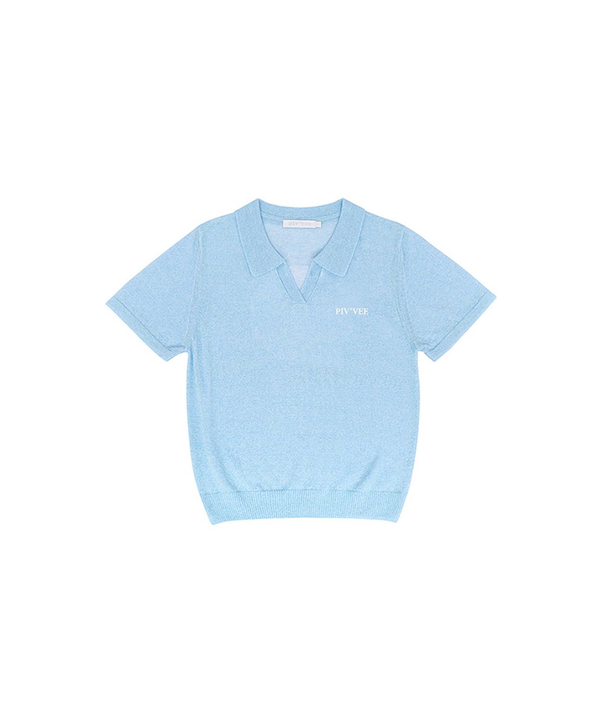 피브비(PIV’VEE) Giant smiley short sleeve knit top (cornflower blue)