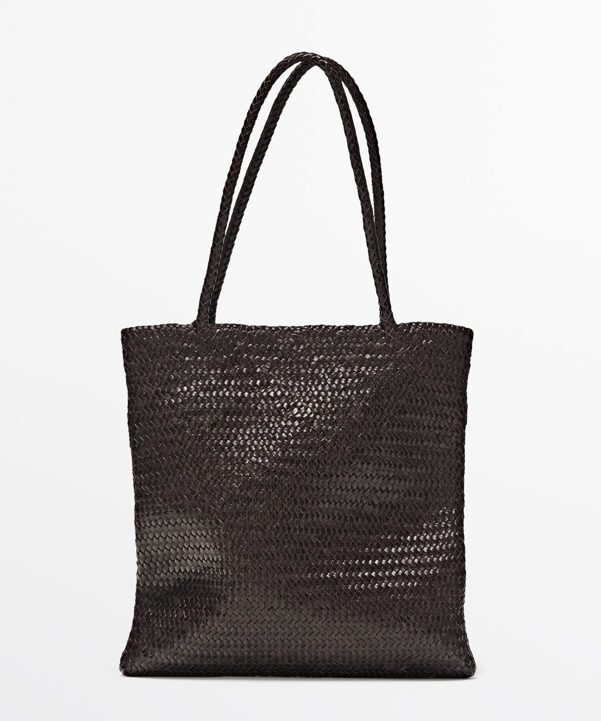 마시모두띠(MASSIMO DUTTI) 미디엄 나파 가죽 위빙 토트백