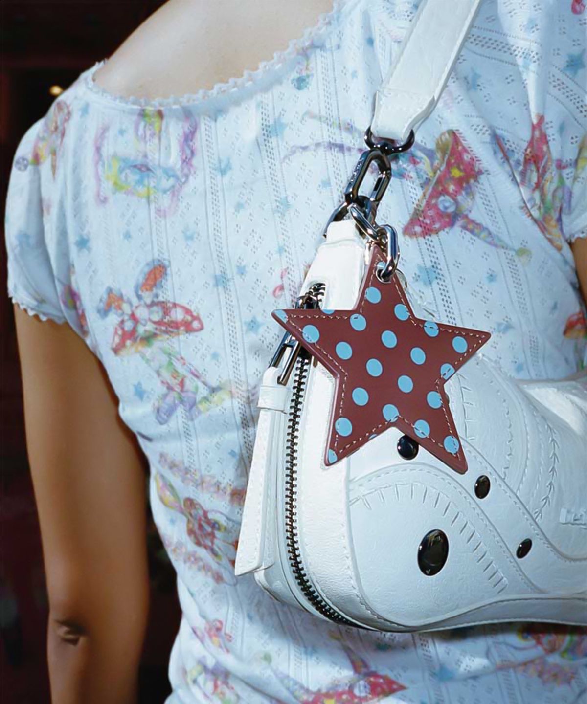 와일드플라워케이스(WILDFLOWERCASE) Leather Polka Dot Star Charms 키링 Brown&Blue