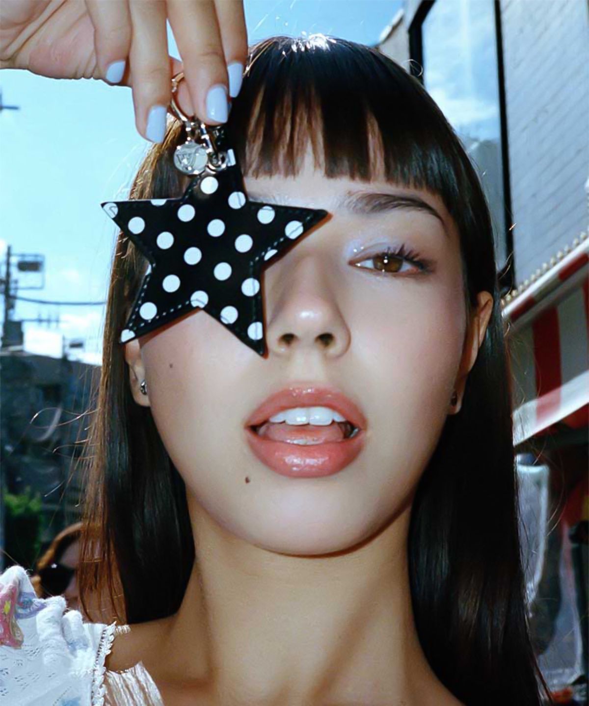와일드플라워케이스(WILDFLOWERCASE) Leather Polka Dot Star Charms 키링 Black&White