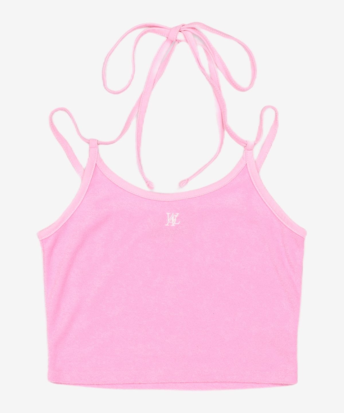 우알롱(WOOALONG) Signature layered terry halterneck crop top - PINK S