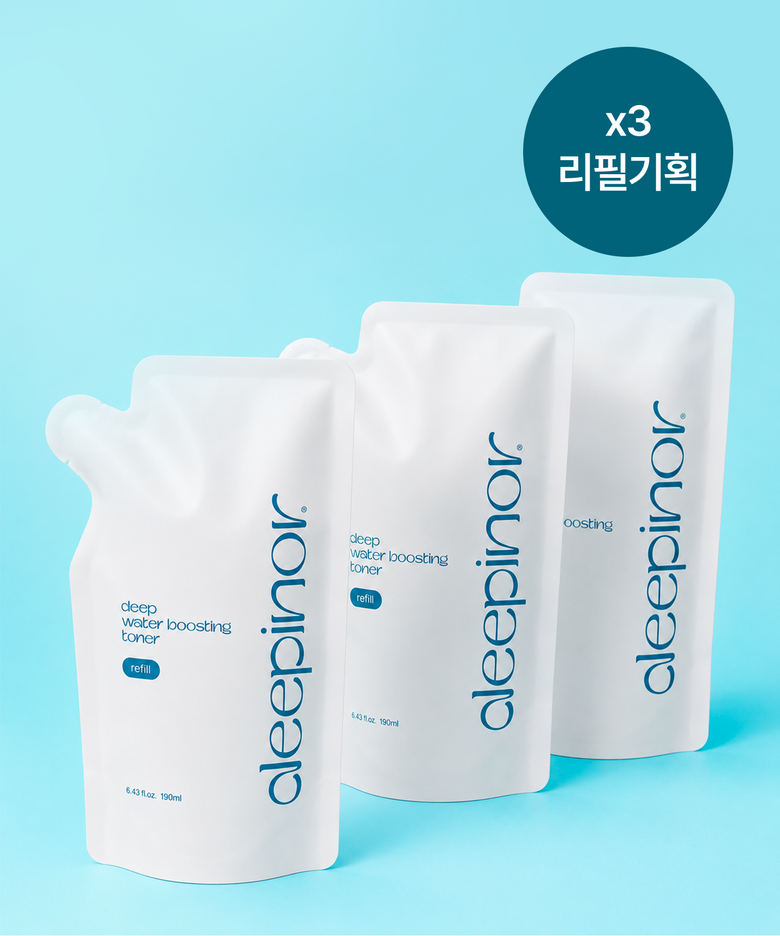[3개] 딥 워터 부스팅 에센스 토너 리필팩 190ml 트리플 구성 (29일 순차출고)