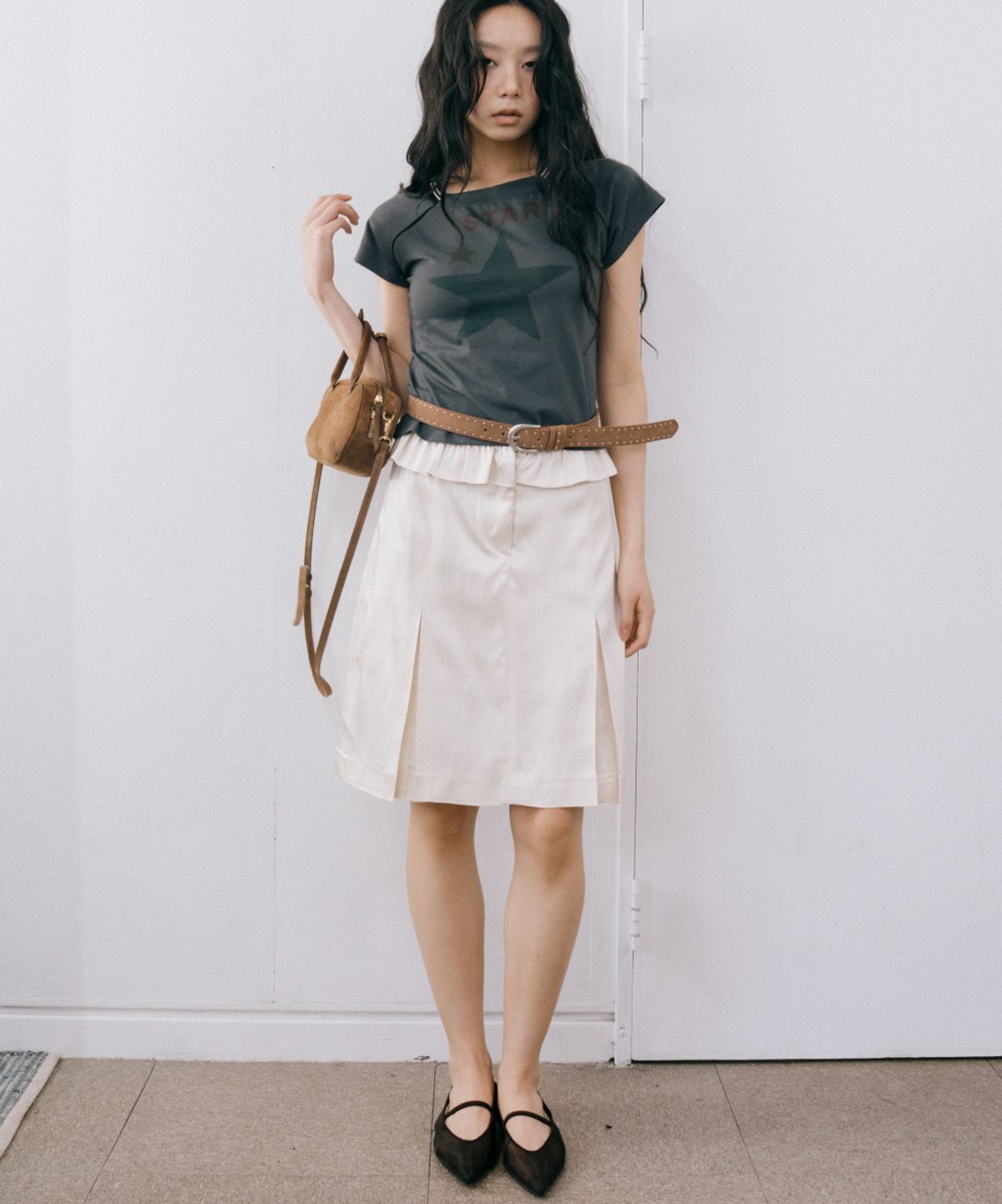에리아(ERIA) 실키 스커트(베이지)