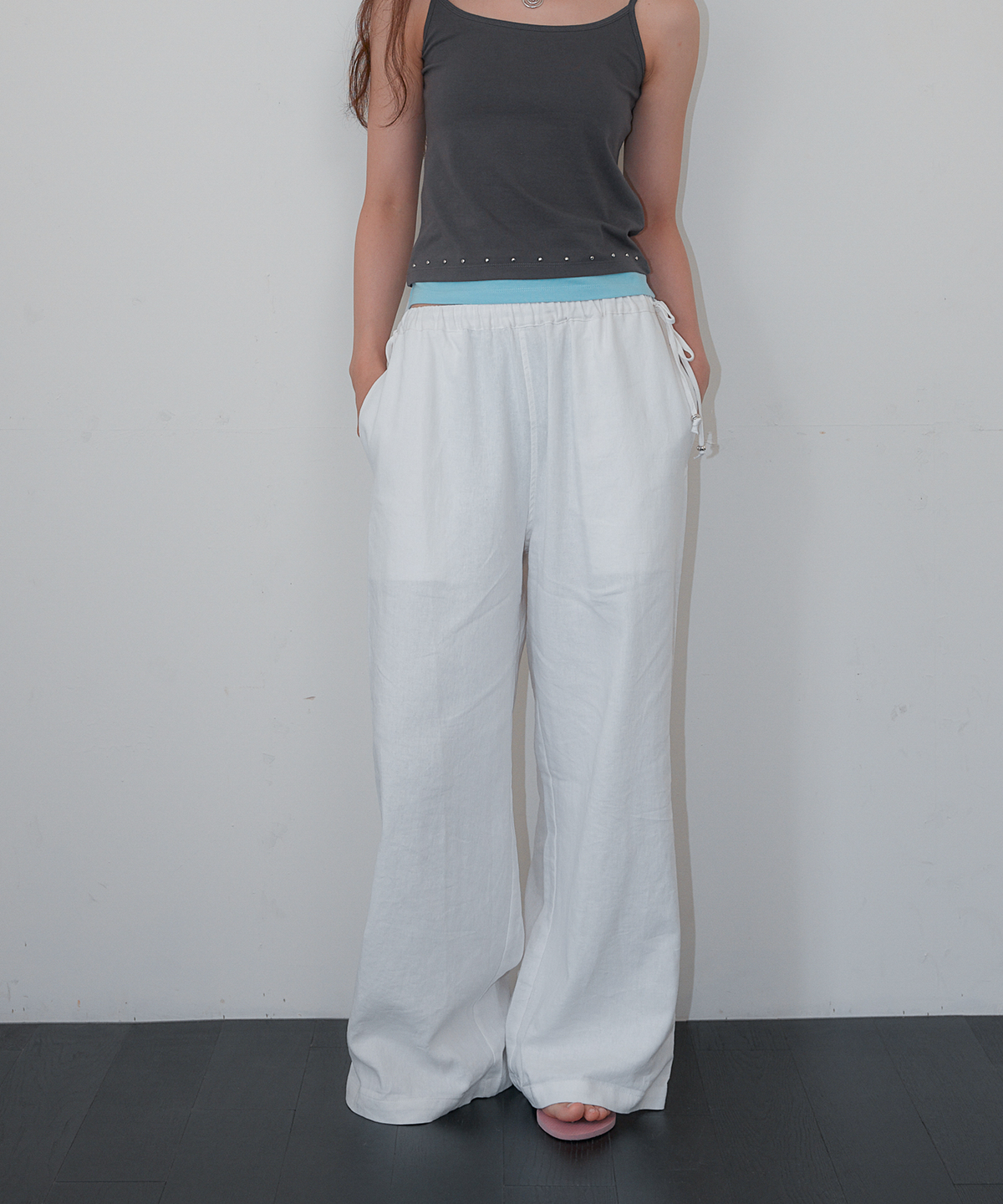 홈바디띵즈(HOMEBODY THINGS) Linen Wide String Pants (IVORY)