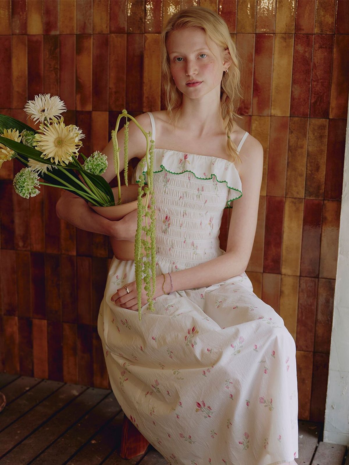 뮈뮈에르(MUEMUER) Flower Pattern Frill Dress MU2635OP309M