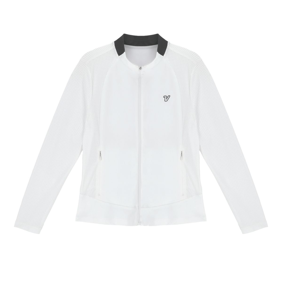볼빅 골프웨어(VOLVIK GOLFWEAR) 여성 골프 슬림라인 타공 트리코드 티점퍼 VLMTP301_OW