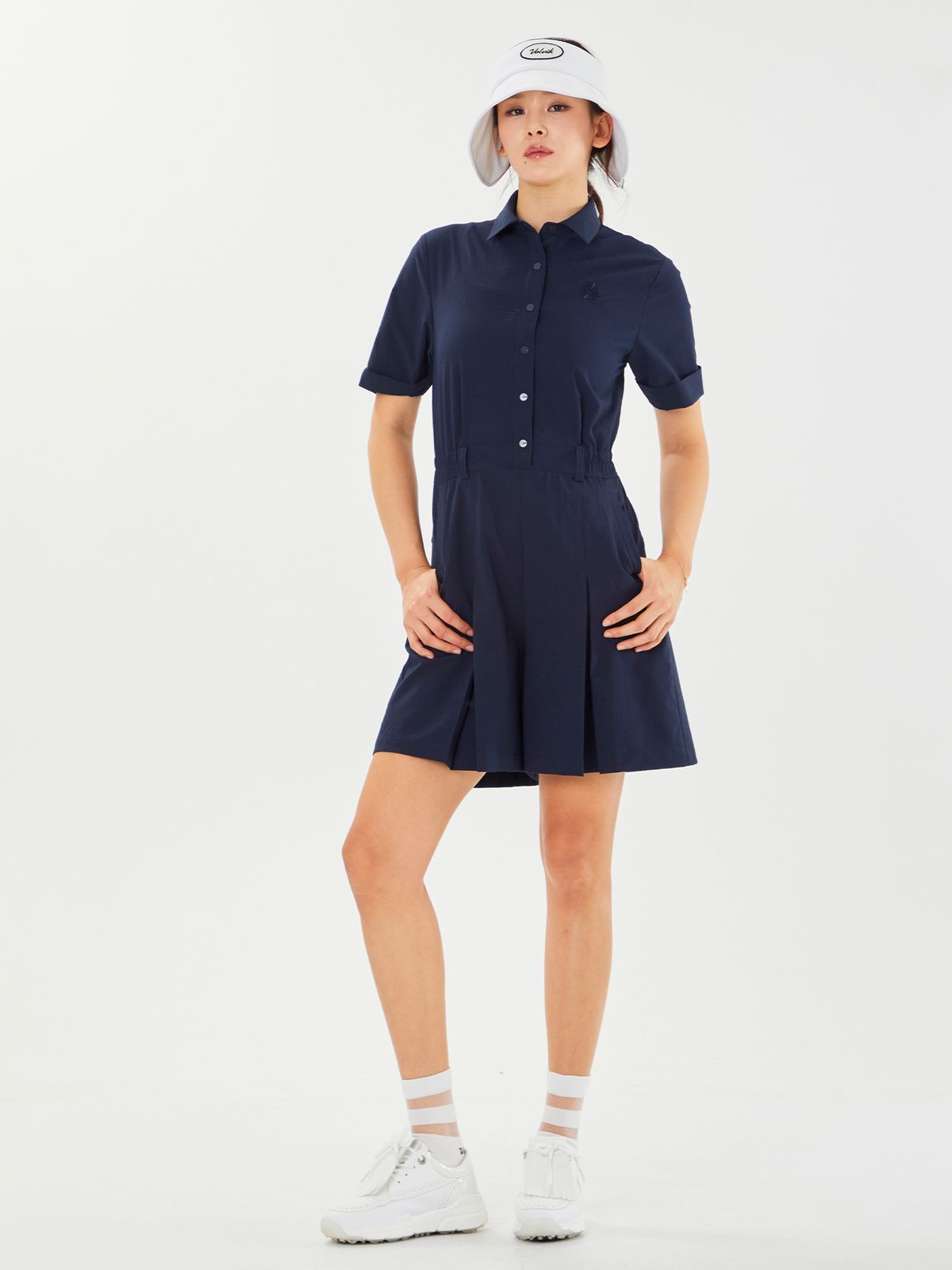 볼빅 골프웨어(VOLVIK GOLFWEAR) 여성 골프솔리드 서커점프슈트 VLOPP401_NA