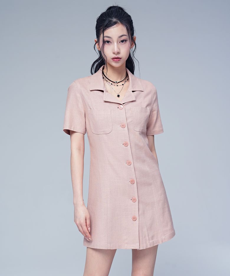 Linen Like jacket dress PALE PINK