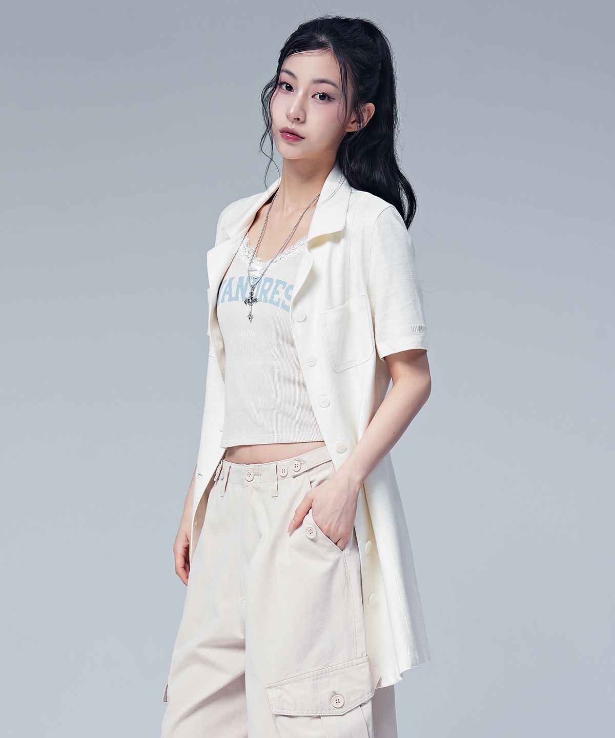 어반드레스(AVANDRESS) Linen Like jacket dress WHITE