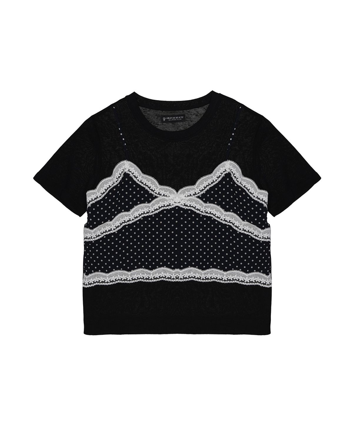 그랭드보떼(GRAIN DE BEAUTE) COCO LAYERED T-SHIRT [BLACK]