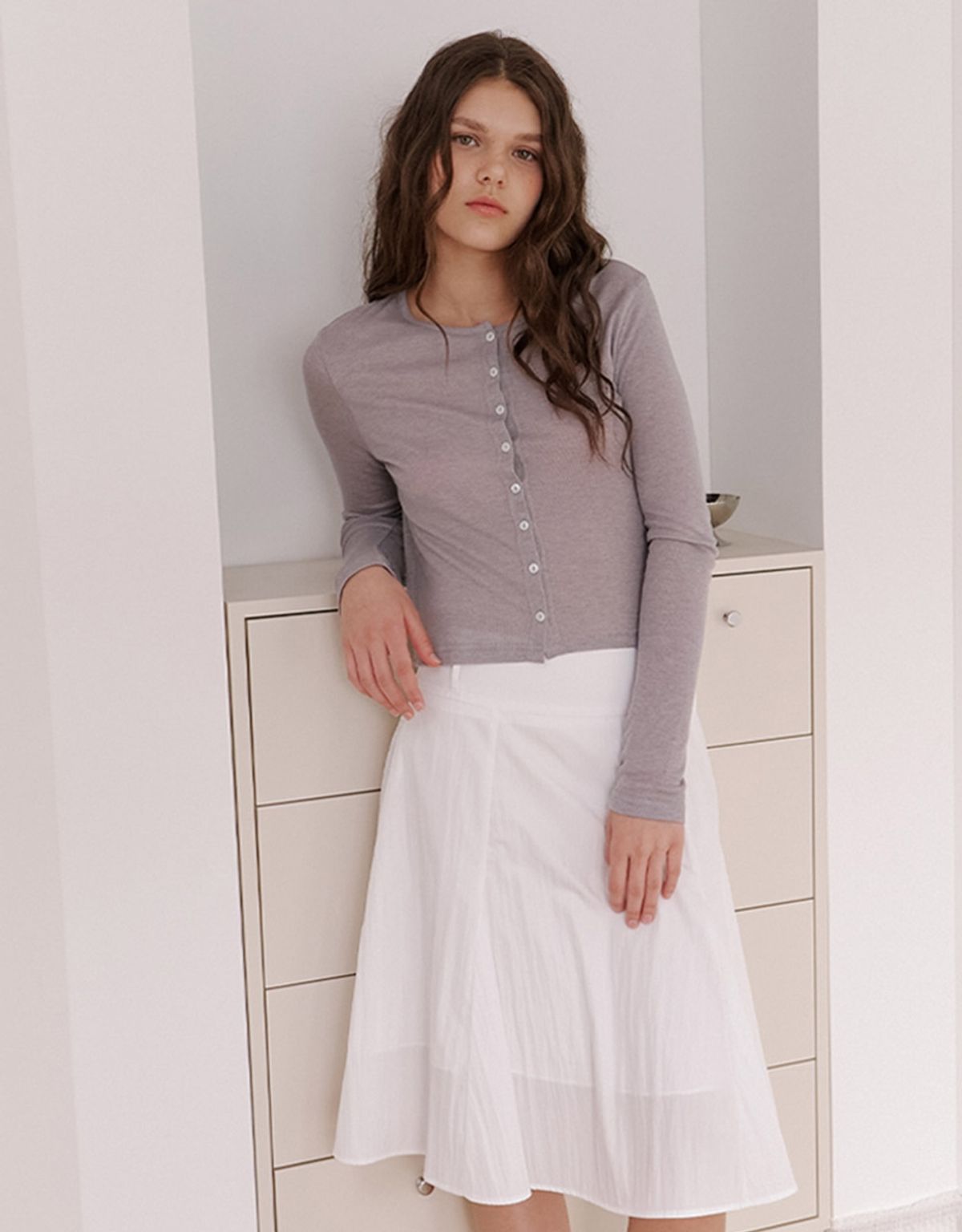 카인더베이비(KINDABABY) mellow button cardigan - mauve gray