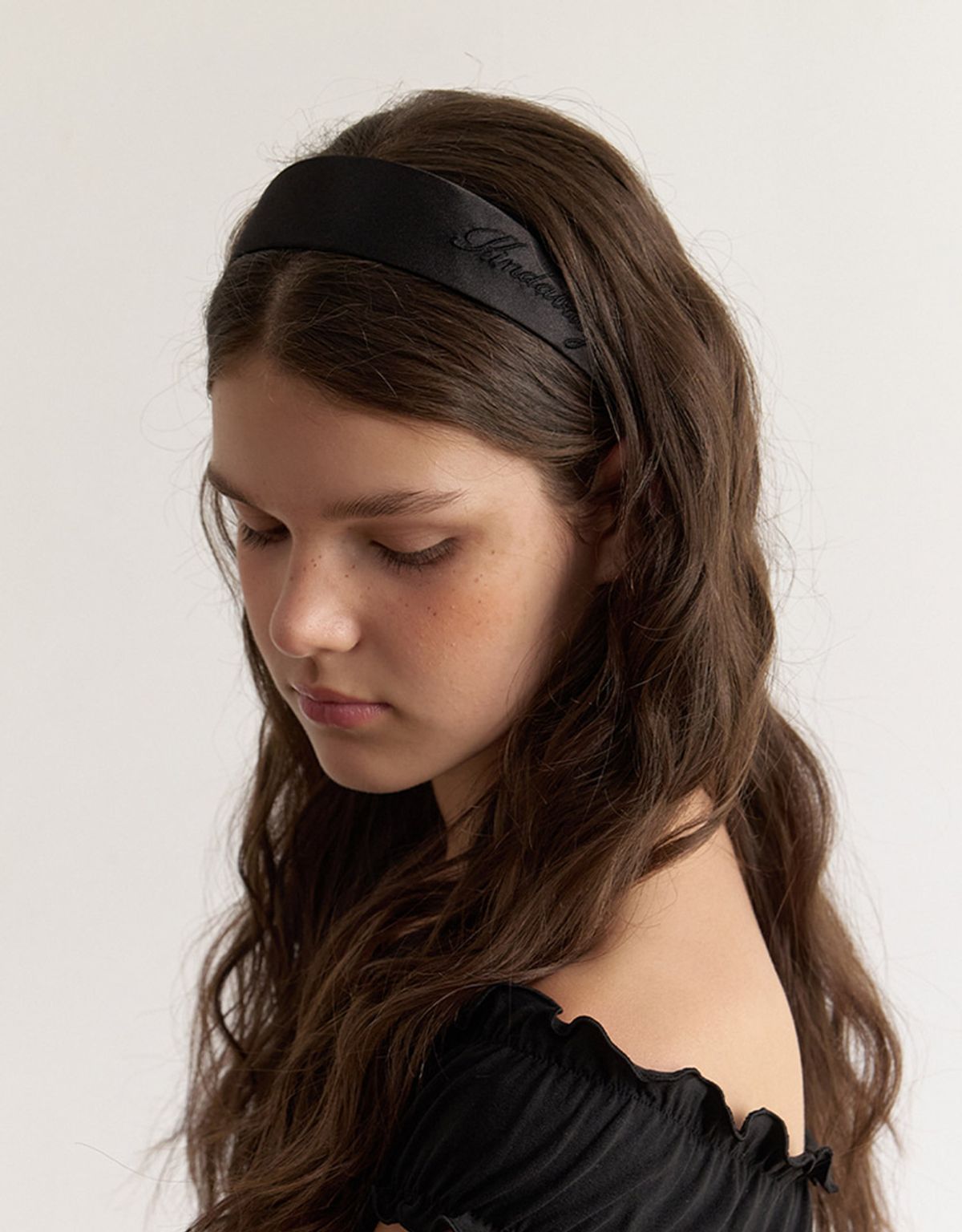 카인더베이비(KINDABABY) classic satin hairband - black