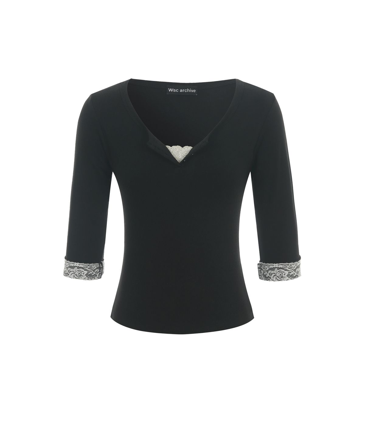 더블에스씨 아카이브(WSC ARCHIVE) Lace hidden button Tee 001