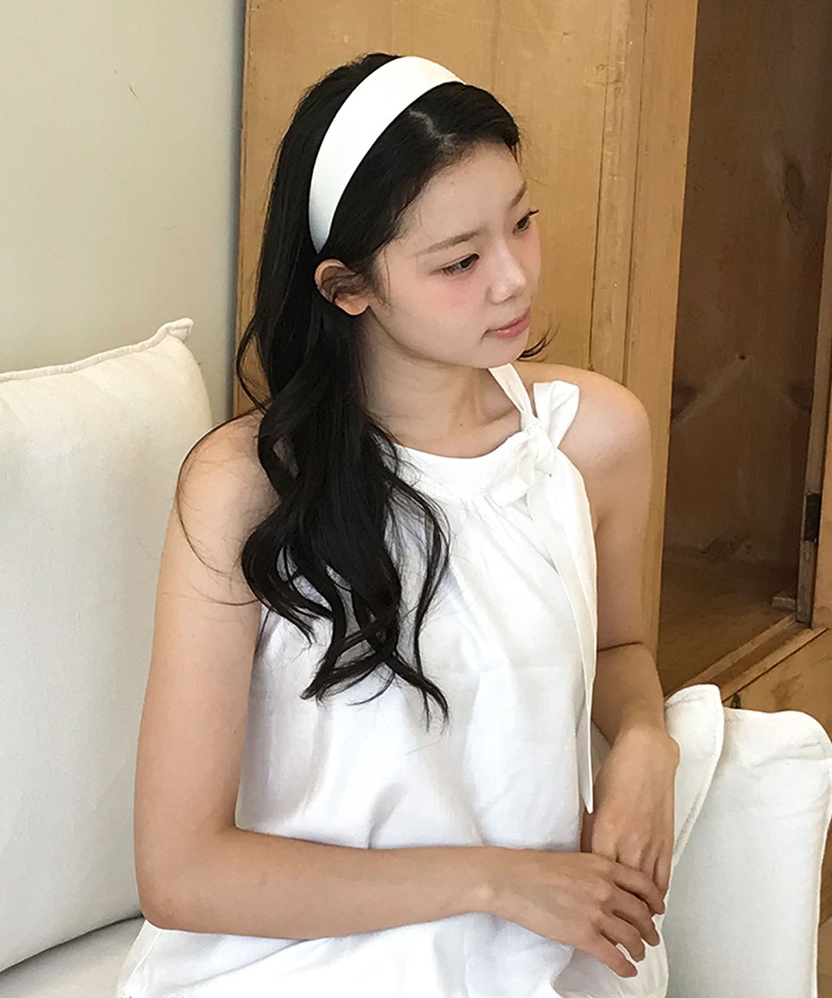 카인더베이비(KINDABABY) classic satin hairband - cloud white