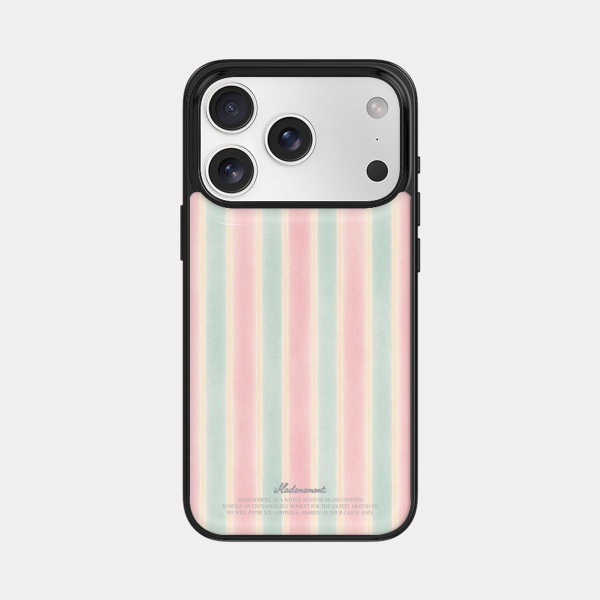 메이드모먼(MADEMOMENT) soft pastel stripe 디자인 [블랙 맥세이프 범퍼케이스]