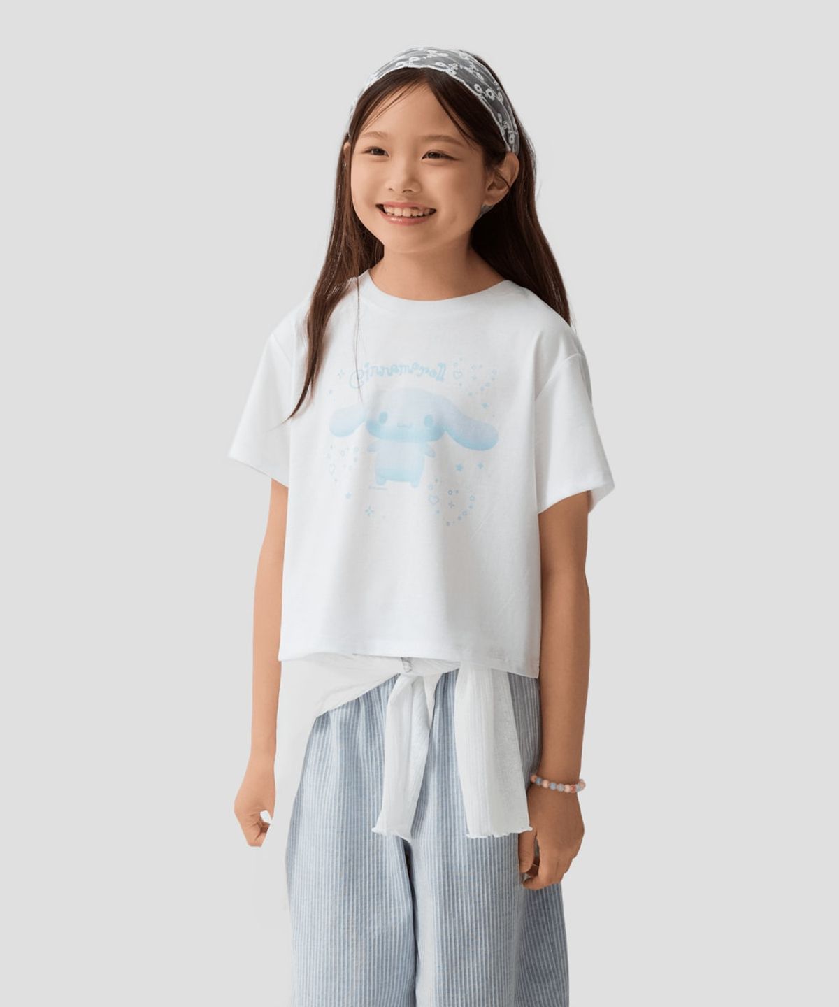 스파오 키즈(SPAO KIDS) [키즈] (산리오캐릭터즈) 여아 크롭 반팔티(Light Blue)_SPRPG37KG3