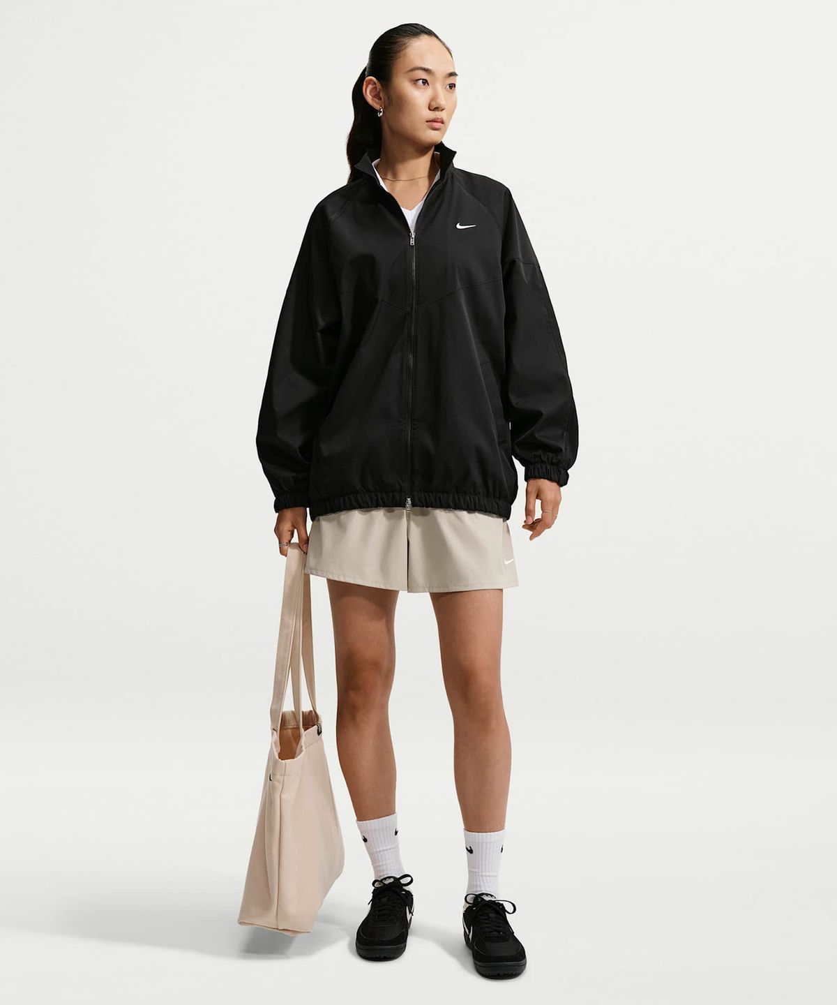 나이키(NIKE) 스포츠웨어 루즈 미드라이즈 쇼츠 W - 크림 II:화이트 / IM8190-236