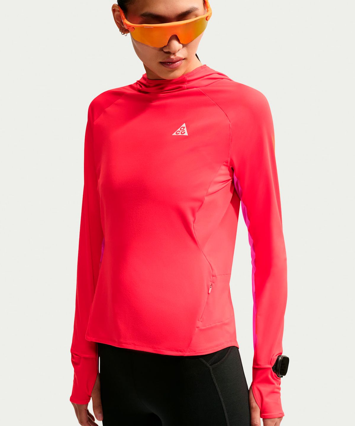 나이키(NIKE) ACG UV 차단 후드 트레일 러닝 미드 레이어 탑 W - 라이트 크림슨:데저트 핑크:서밋 화이트 / IO9756-696
