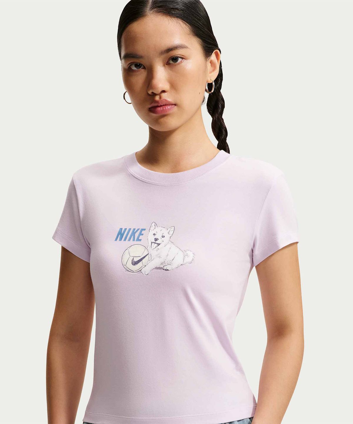 나이키(NIKE) 스포츠웨어 칠 니트 티셔츠 W - 블리치트 라일락 / IW0940-583