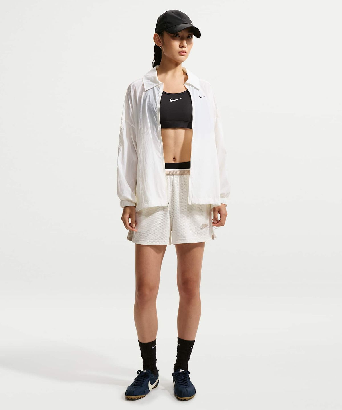 나이키(NIKE) 스포츠웨어 미드라이즈 메쉬 쇼츠 W - 세일:크림 II / IU1957-133