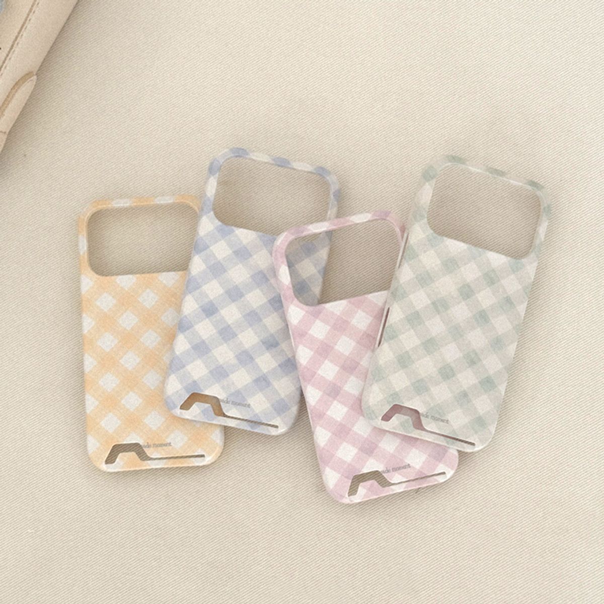 메이드모먼(MADEMOMENT) cotton check 디자인 [카드수납 폰케이스]