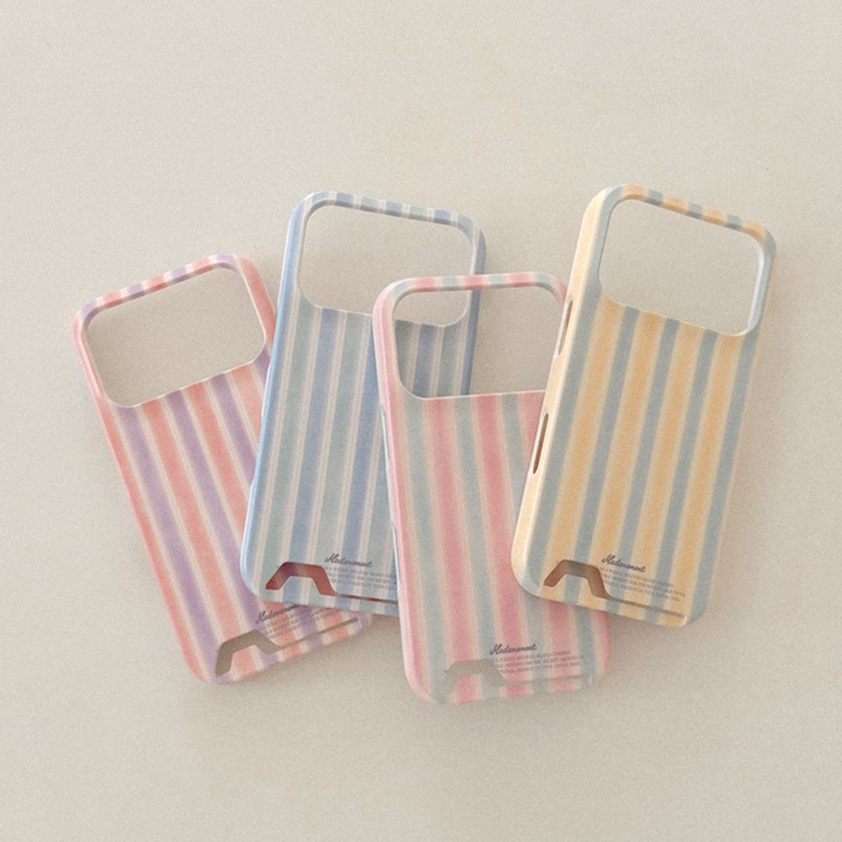 메이드모먼(MADEMOMENT) soft pastel stripe 디자인 [카드수납 폰케이스]