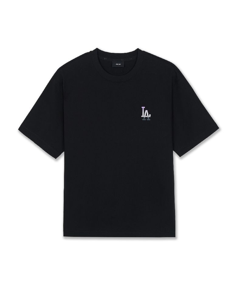 모노그램 그라데이션 빅럭스 세미 오버핏 반팔 티셔츠 LA (Black)