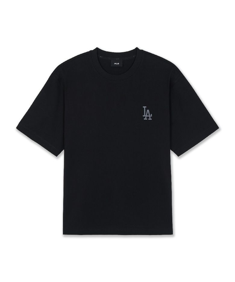 모노그램 그라데이션 모노티브 세미 오버핏 반팔 티셔츠 LA (Black)