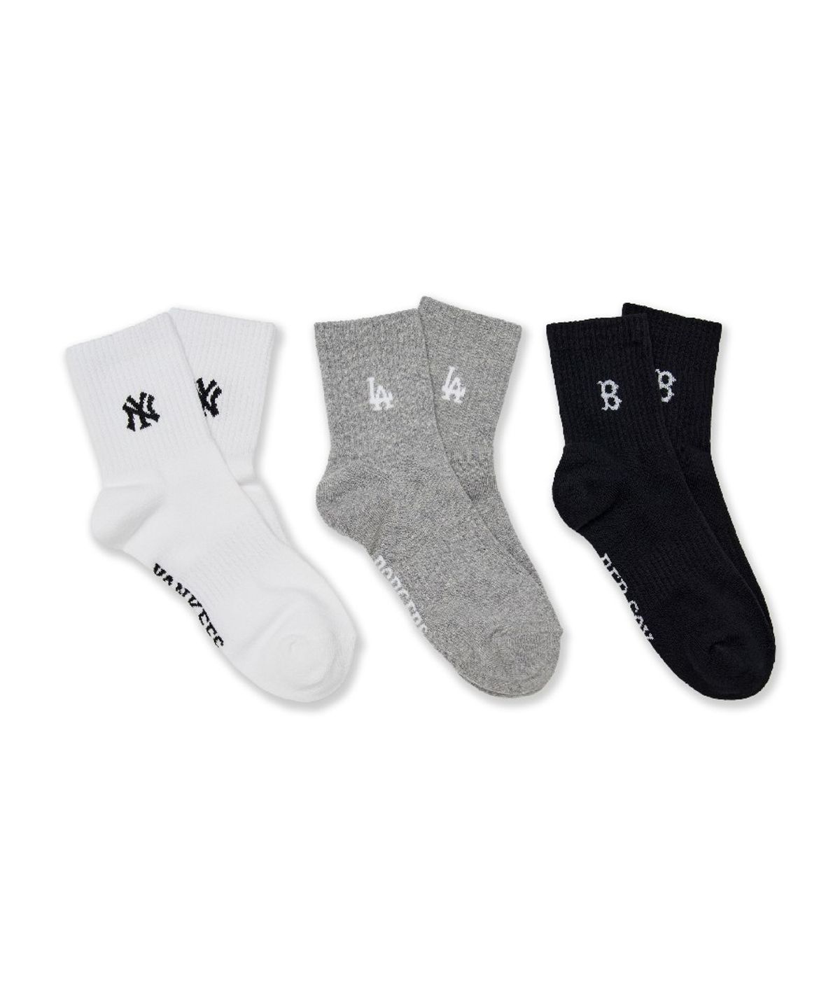 엠엘비(MLB) 데일리 스몰로고 중목양말 3족세트 MLB (Melange Grey)