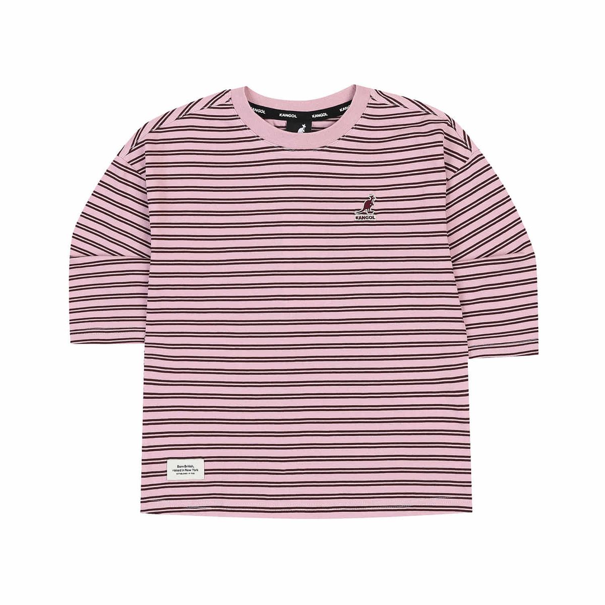캉골키즈(KANGOL KIDS) 오버핏 3/4 슬리브 스트라이프 티셔츠 SC 0005 핑크