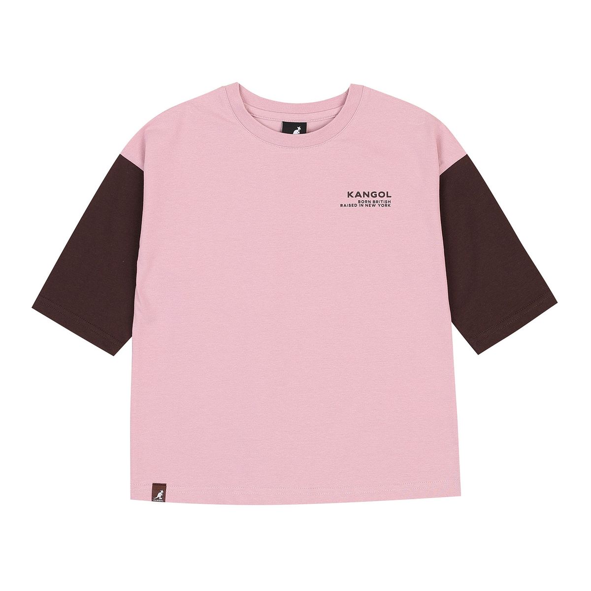 캉골키즈(KANGOL KIDS) 컬러블럭 레터링 3/4 슬리브 티셔츠 SC 0003 핑크