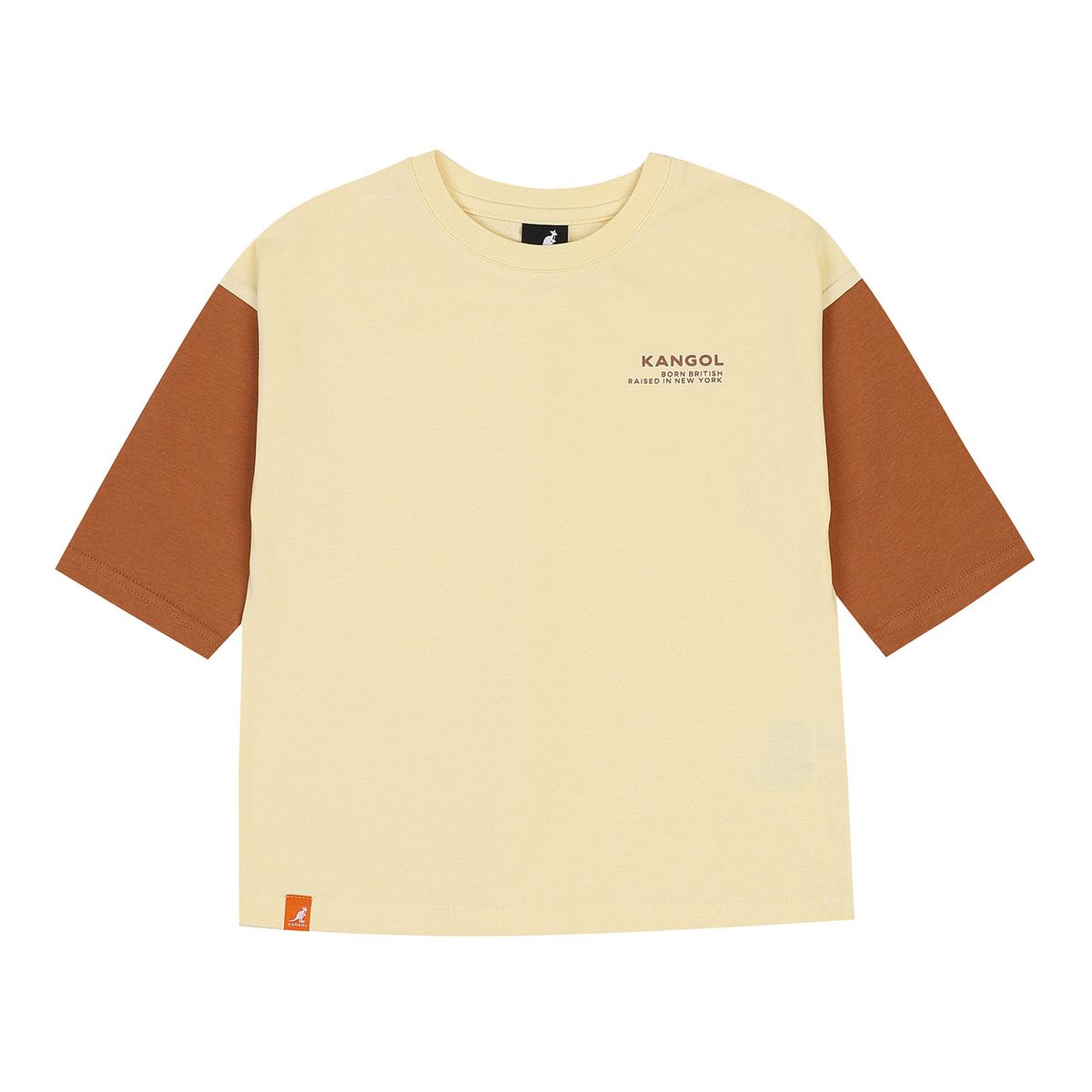 캉골키즈(KANGOL KIDS) 컬러블럭 레터링 3/4 슬리브 티셔츠 SC 0003 옐로우