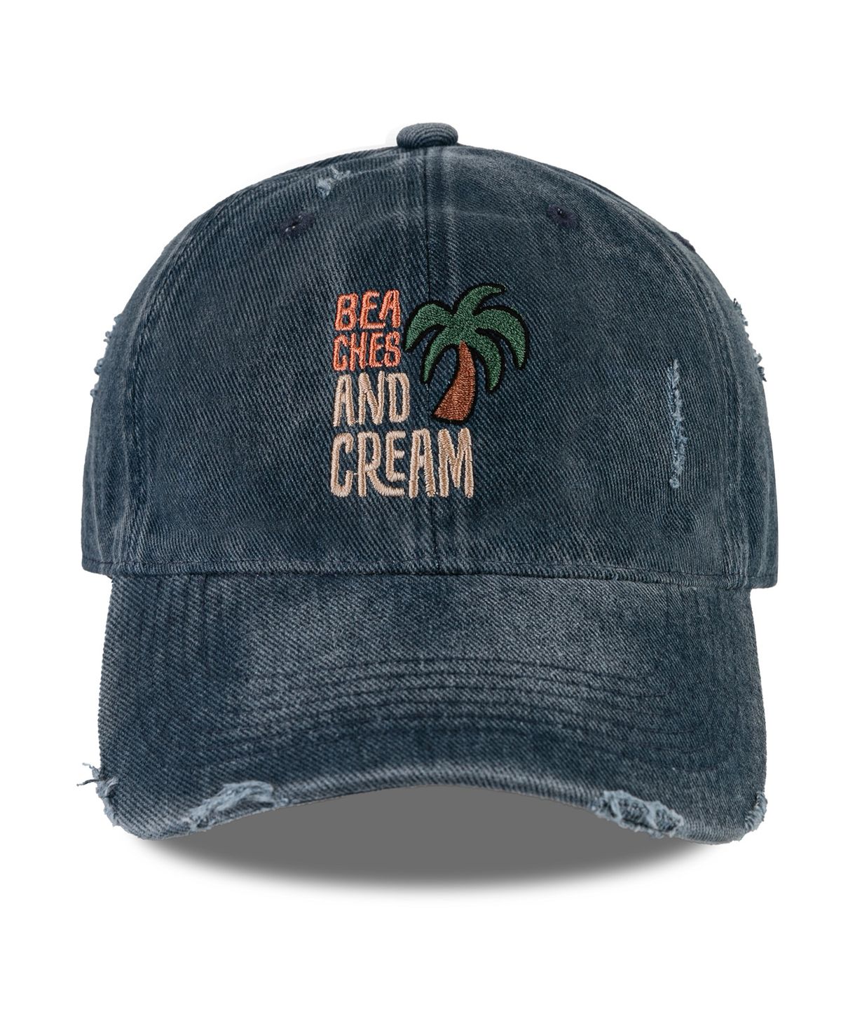 비치스앤크림(BEACHESANDCREAM) Palm Tree Pigment Damage Ball cap-navy