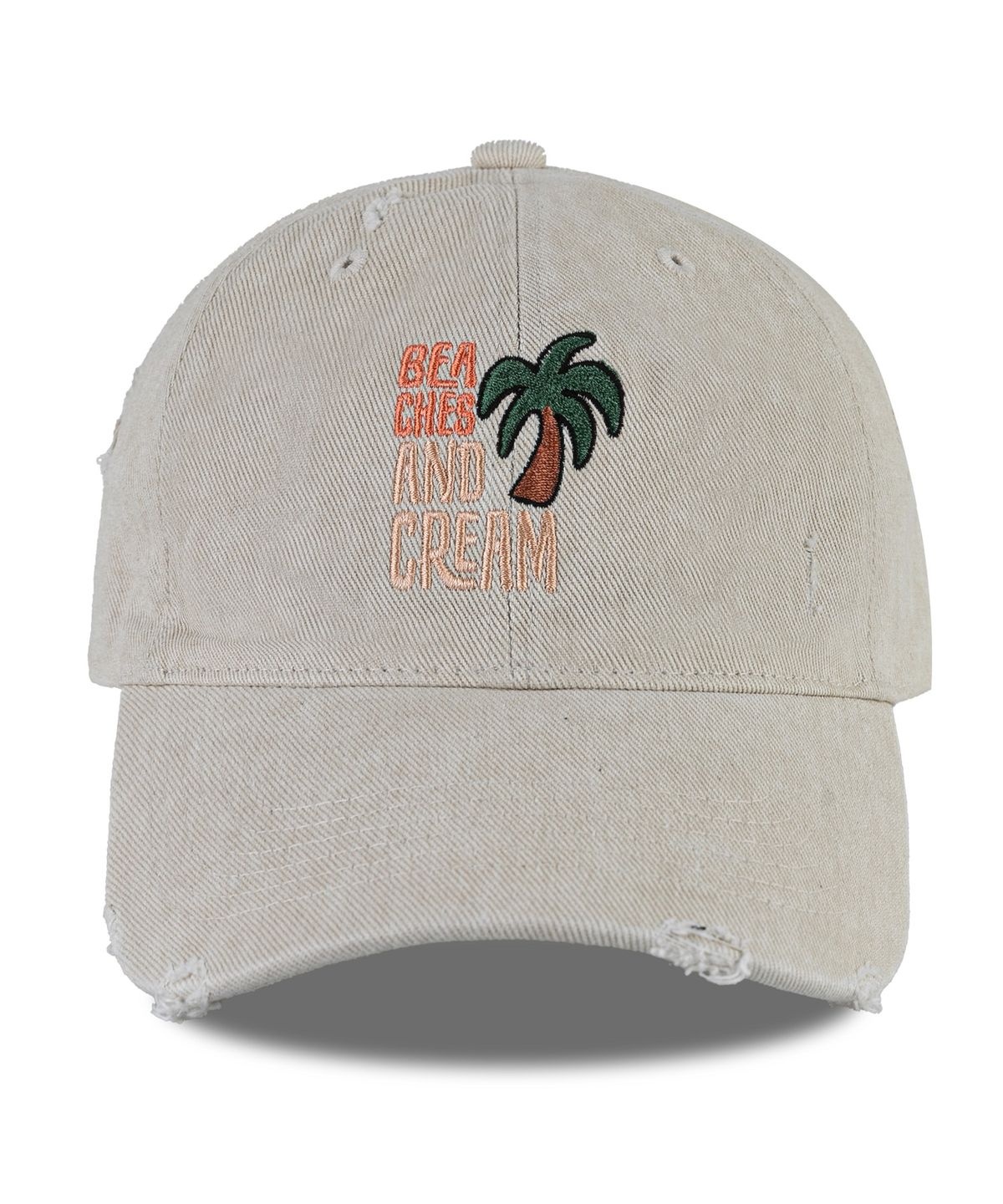비치스앤크림(BEACHESANDCREAM) Palm Tree Pigment Damage Ball cap-light beige
