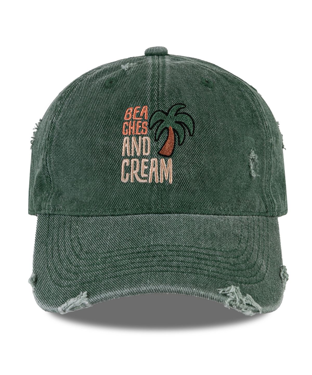비치스앤크림(BEACHESANDCREAM) Palm Tree Pigment Damage Ball cap-green