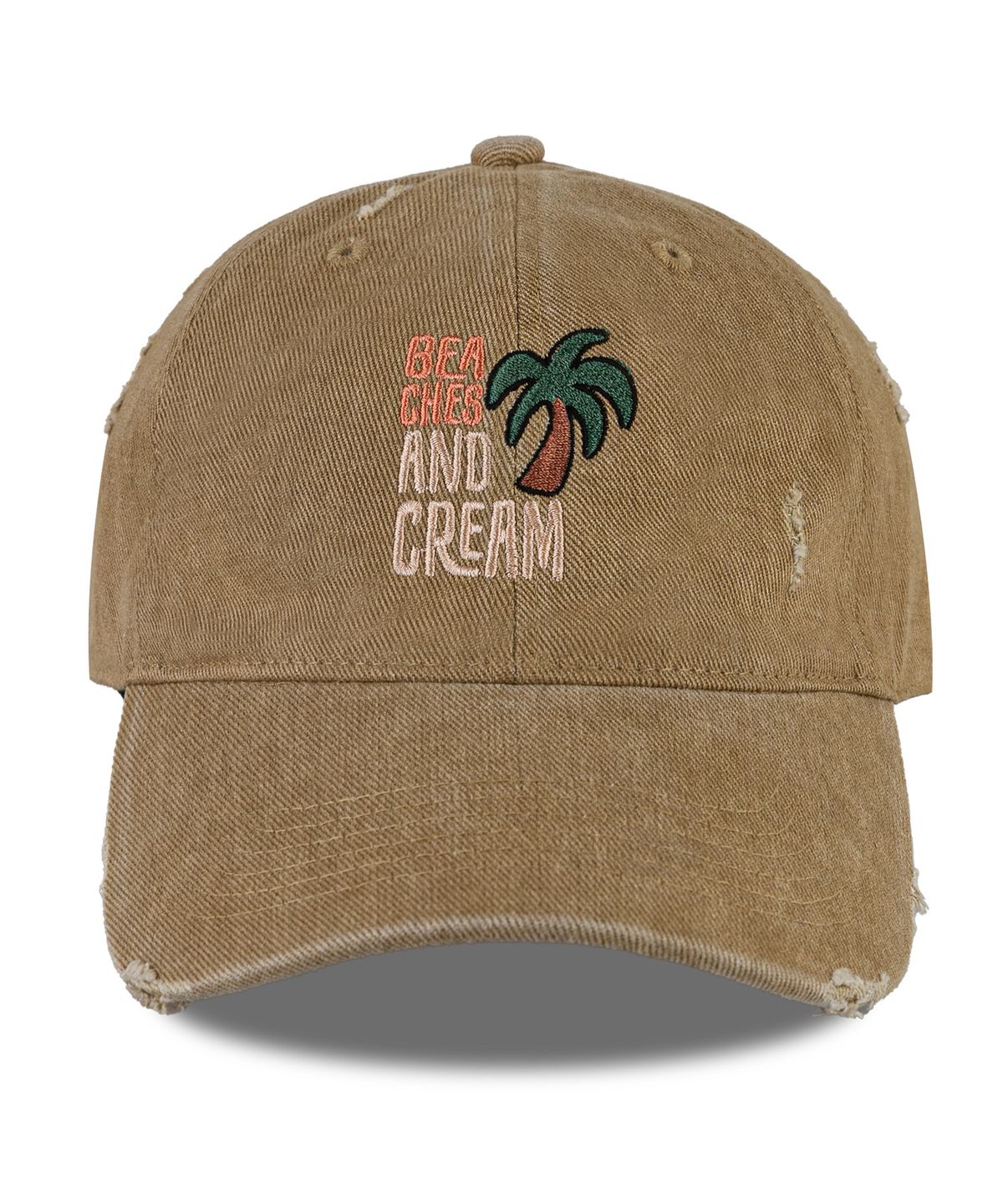 비치스앤크림(BEACHESANDCREAM) Palm Tree Pigment Damage Ball cap-beige