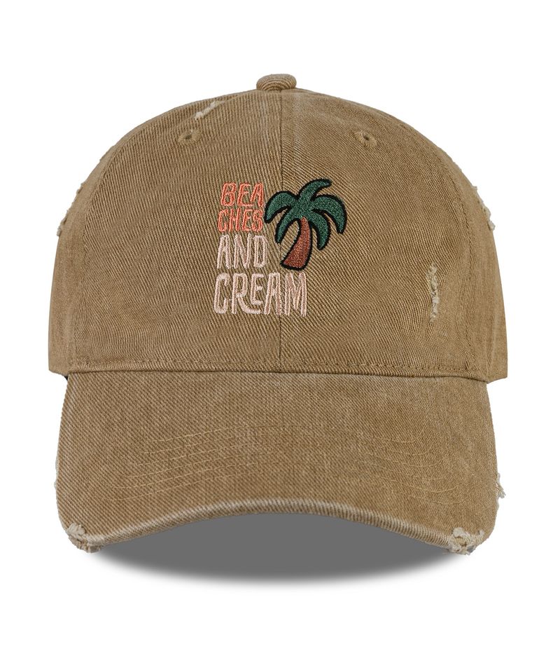 Palm Tree Pigment Damage Ball cap-beige