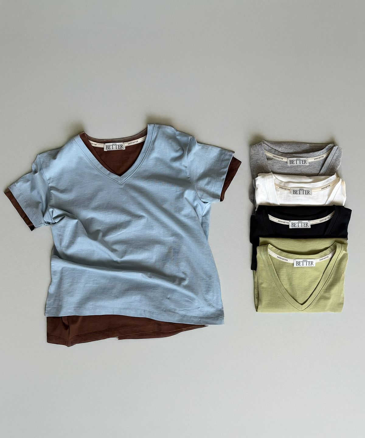 노운베러(KNOWNBETTER) [2PACK] Soft basic v-neck T-shirt [KNSS10SET03]_6color