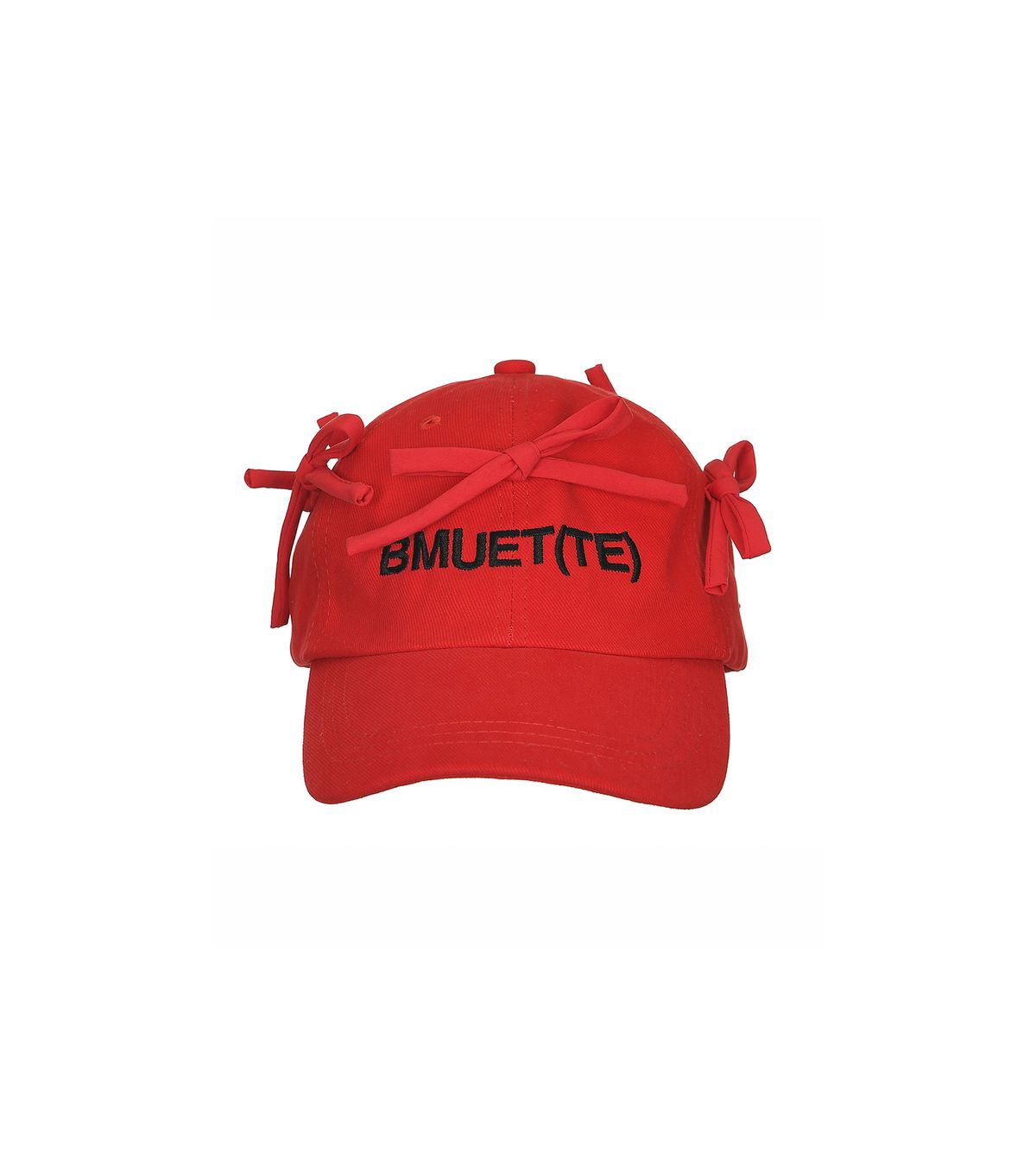 비뮈에트(BMUETTE) 리본 디테일 로고 자수 볼캡 레드