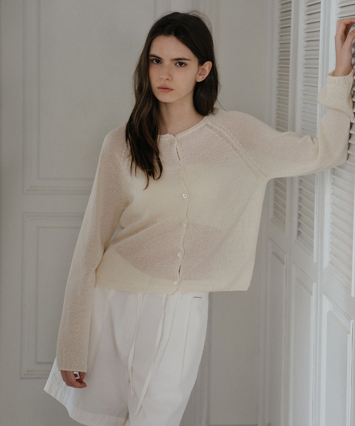 노운베러(KNOWNBETTER) Paper knit cardigan [KNSS10CD01]_Cream beige