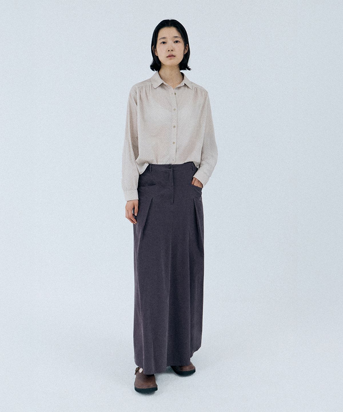 모노크롬(MONOCHROME) katty pintuck skirt (dark purple)