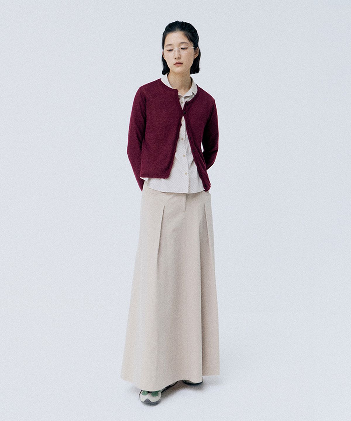 모노크롬(MONOCHROME) katty pintuck skirt (beige)