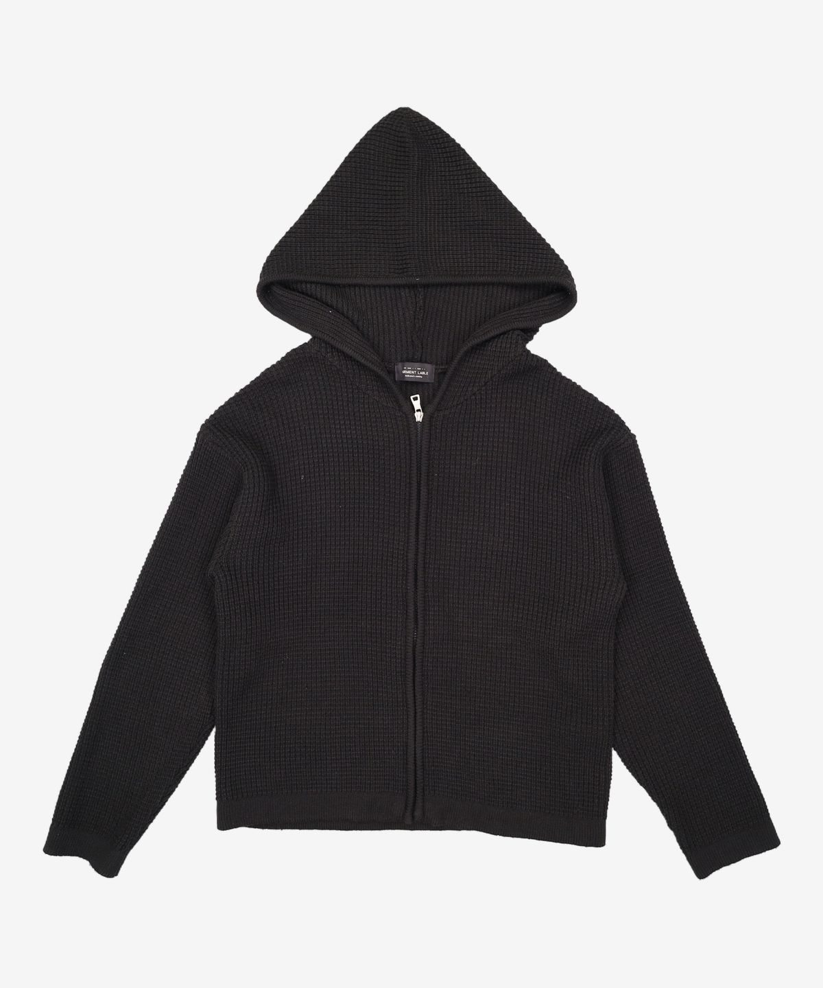 가먼트레이블(GARMENT LABLE) Textured Knit Hoodie Jumper - Black L